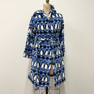 Vera Bradley Robe, Blue Robe, Women's Size S/M, Penguin Robe, Fleece Robe,